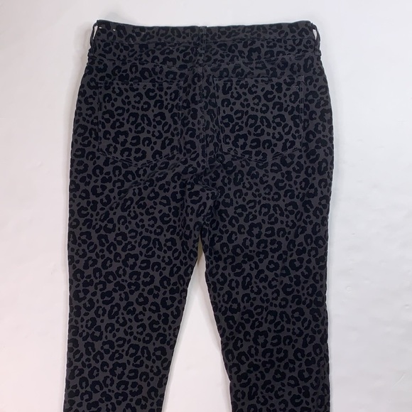 Madewell leopard print flocked velvet black mid-rise skinny pants 32 - Picture 7 of 11